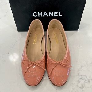 Pink Patent Chanel Ballerina Flats 38.5
